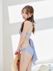 画像31: 【ビキニ】【水着】ツイードプリント バッククロスリボン クロスビキニ 2点セット[YMT] (31)