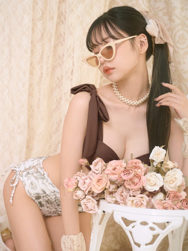 画像5: 【即日発送】【水着セール】【ビキニ】【水着】トワルドジュイ柄 / ショルダーリボンビキニ[YMT][M194-HS-23NN] (5)