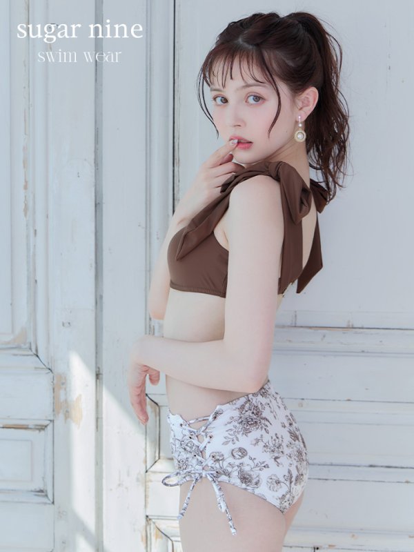 画像3: 【即日発送】【水着セール】【ビキニ】【水着】トワルドジュイ柄 / ショルダーリボンビキニ[YMT][M194-HS-23NN] (3)