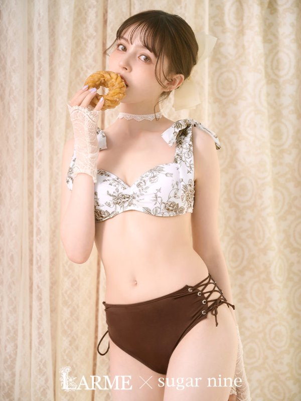 画像2: 【即日発送】【ビキニ】【水着】トワルドジュイ柄 / ショルダーリボンビキニ[YMT] (2)