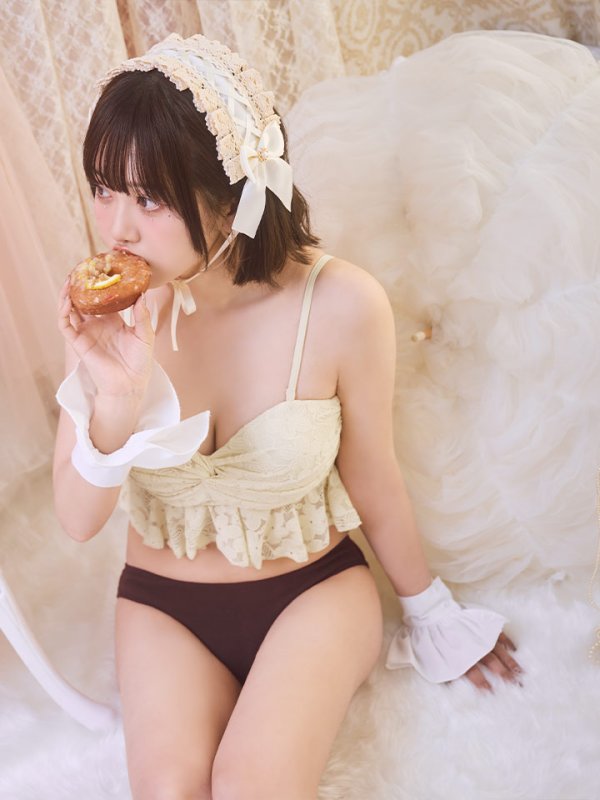 画像6: 【即日発送】【ビキニ】【水着】フリルレースビキニ /ベアトップ/ペプラム/2点セット[YMT] (6)