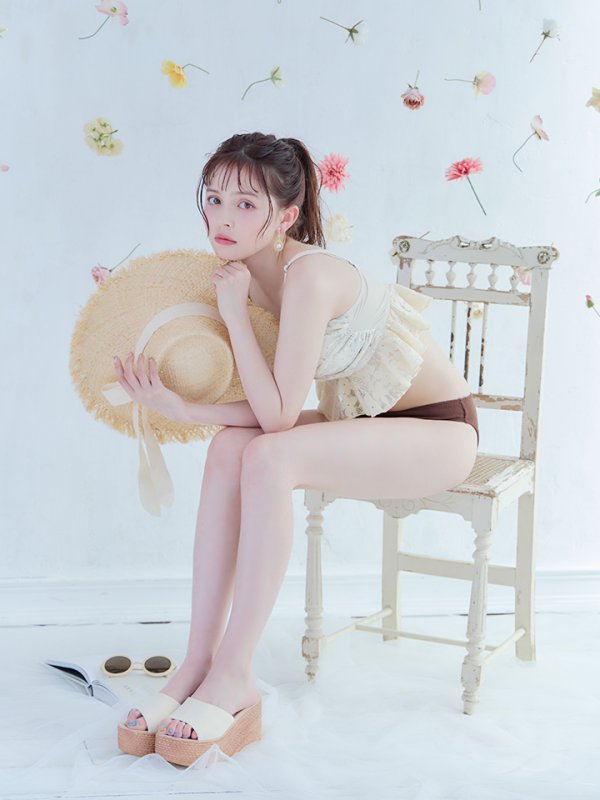 画像16: 【即日発送】【ビキニ】【水着】フリルレースビキニ /ベアトップ/ペプラム/2点セット[YMT] (16)