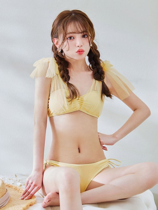 画像16: 【即日発送】【ビキニ】【水着】チュールリボン バストアップ ビキニ 2点セット[YMT] (16)