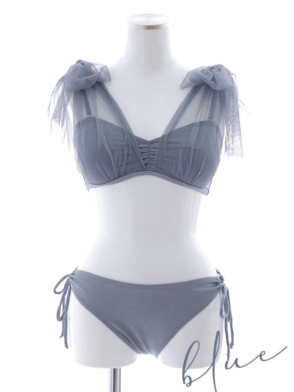 画像40: 【即日発送】【ビキニ】【水着】チュールリボン バストアップ ビキニ 2点セット[YMT] (40)