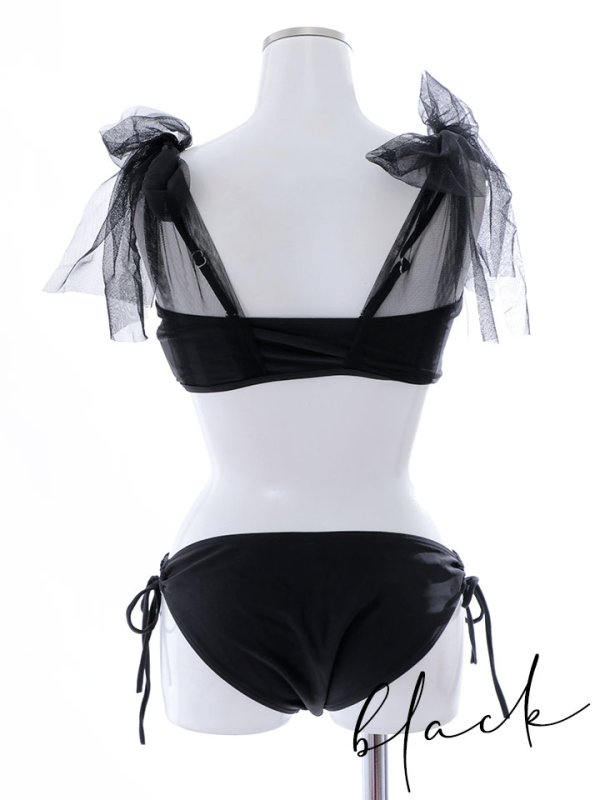 画像43: 【即日発送】【ビキニ】【水着】チュールリボン バストアップ ビキニ 2点セット[YMT] (43)