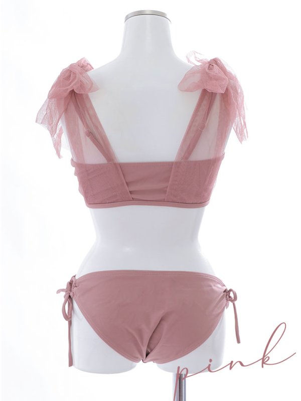 画像45: 【即日発送】【ビキニ】【水着】チュールリボン バストアップ ビキニ 2点セット[YMT] (45)