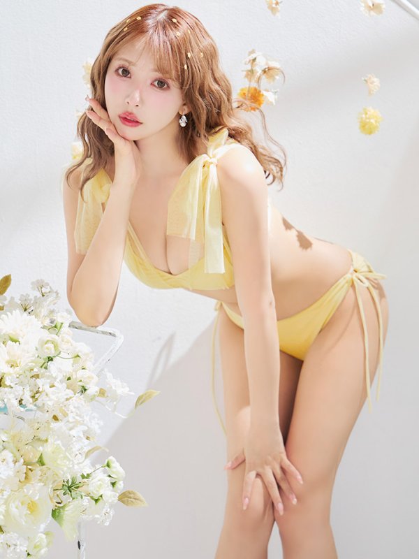画像33: 【即日発送】【ビキニ】【水着】チュールリボン バストアップ ビキニ 2点セット[YMT] (33)