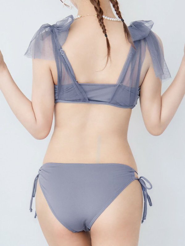 画像18: 【即日発送】【ビキニ】【水着】チュールリボン バストアップ ビキニ 2点セット[YMT] (18)