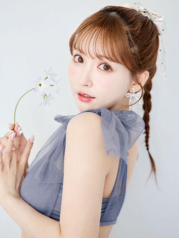 画像2: 【即日発送】【ビキニ】【水着】チュールリボン バストアップ ビキニ 2点セット[YMT] (2)