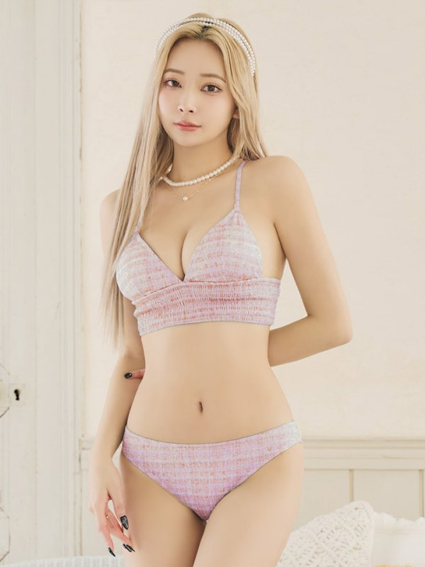 画像28: 【即日発送】【水着セール】【ビキニ】【水着】 ツイードプリント トライアングル ビキニ 2点セット[YMT] (28)