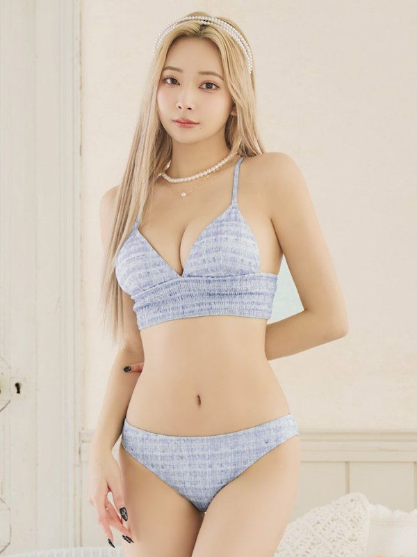 画像25: 【即日発送】【水着セール】【ビキニ】【水着】 ツイードプリント トライアングル ビキニ 2点セット[YMT] (25)