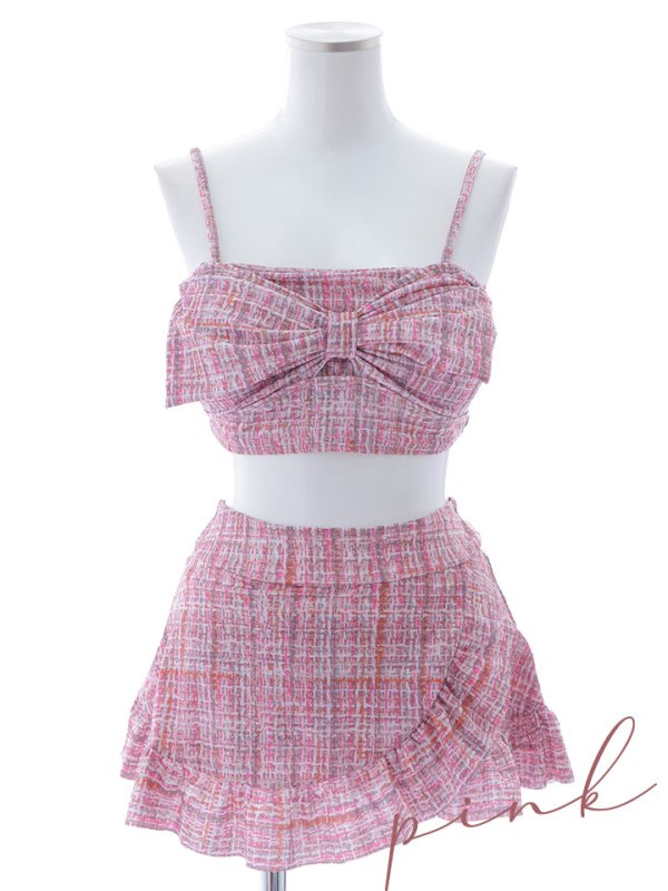 画像43: 【即日発送】【ビキニ】【水着】ツイード柄ビッグリボンビキニ 2点セット[YMT] (43)