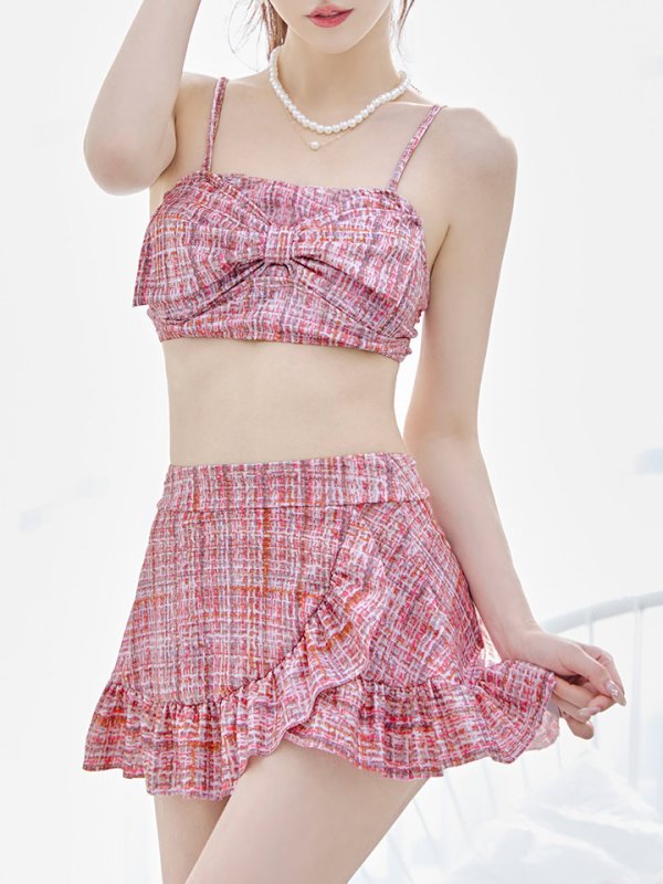 画像38: 【即日発送】【ビキニ】【水着】ツイード柄ビッグリボンビキニ 2点セット[YMT] (38)