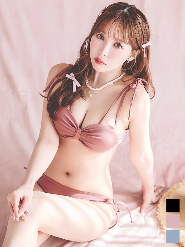 画像3: 【即日発送】【ビキニ】【水着】ショルダー紐シンプルビキニ 2点セット（MG-K018）[YMT] (3)