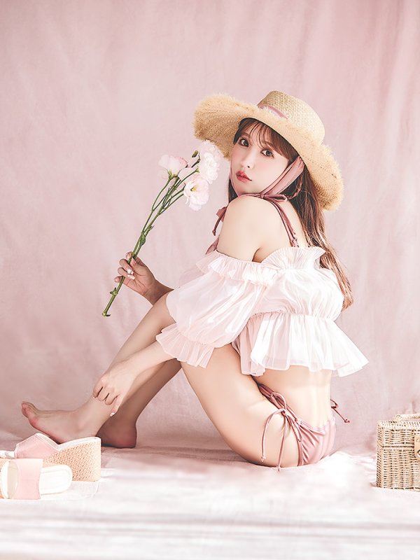 画像1: 【即日発送】【ビキニ】【水着】ショルダー紐シンプルビキニ 2点セット（MG-K018）[YMT] (1)