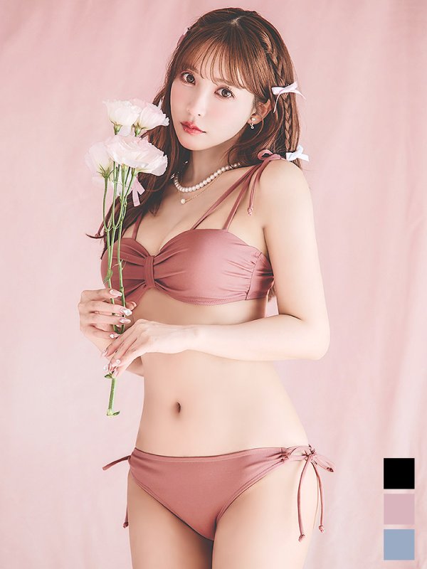 画像4: 【即日発送】【ビキニ】【水着】ショルダー紐シンプルビキニ 2点セット（MG-K018）[YMT] (4)