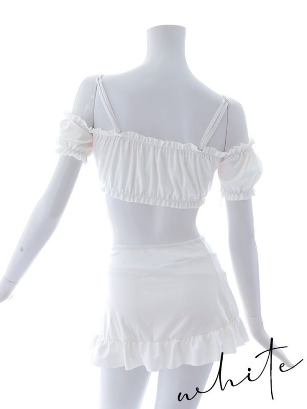 画像45: 【即日発送】【ビキニ】【水着】袖付きシャーリングトップス 4点セット[YMT] (45)