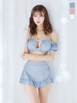 画像4: 【ビキニ】【水着】袖付きシャーリングトップス 4点セット【予約 / 7月上旬発送予定】[YMT] (4)