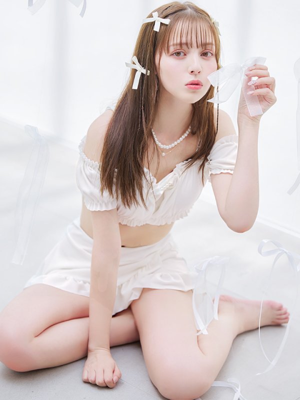 画像8: 【即日発送】【ビキニ】【水着】袖付きシャーリングトップス 4点セット[YMT] (8)