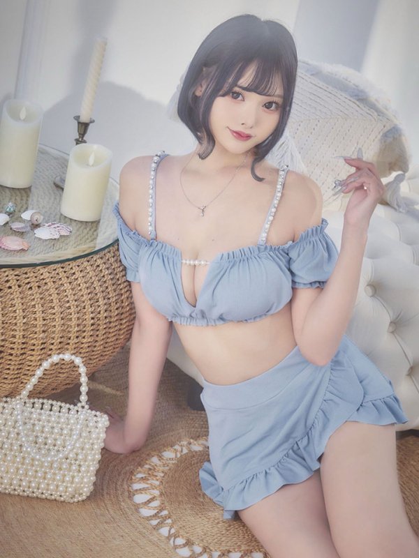 画像3: 【即日発送】【ビキニ】【水着】袖付きシャーリングトップス 4点セット[YMT] (3)