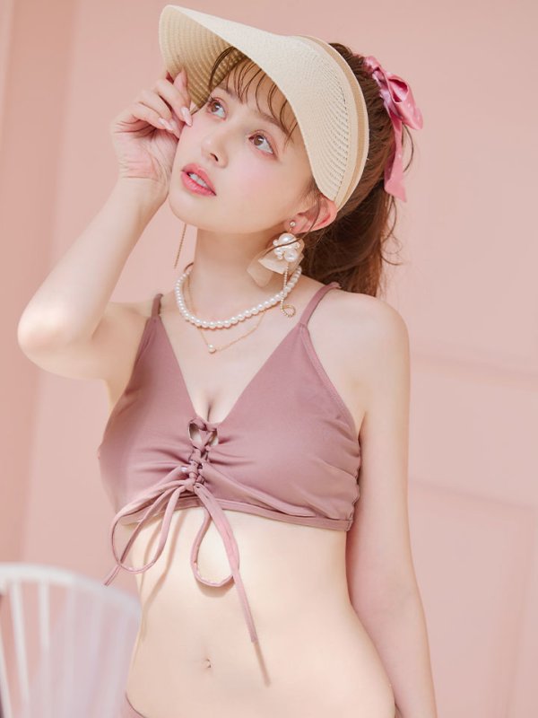 画像11: 【即日発送!】【ビキニ】【水着】レースアップトライアングルビキニ 2点セット[YMT] (11)