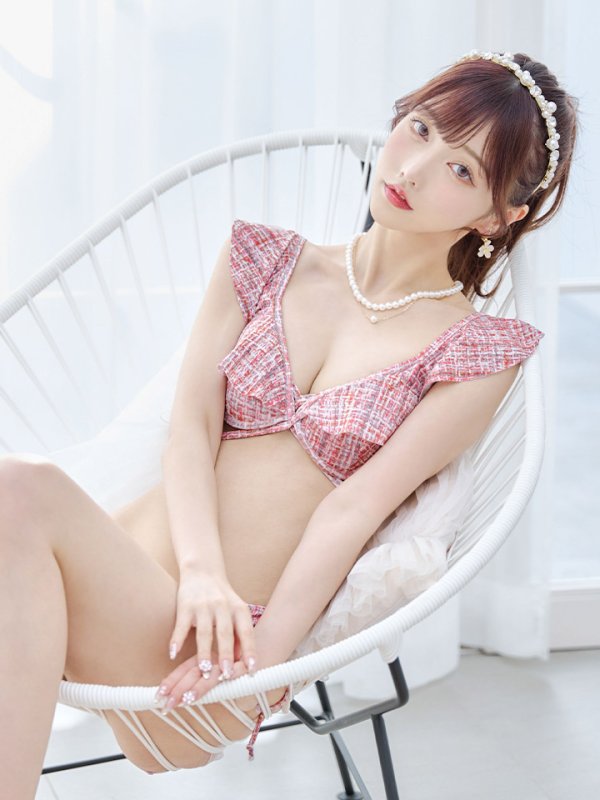 画像32: 【即日発送】【ビキニ】【水着】肩フリルツイード柄ビキニ 2点セット[YMT] (32)