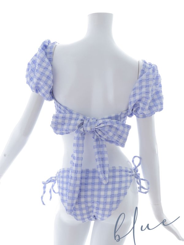 画像44: 【即日発送！】【ビキニ】【水着】ギンガムチェックパフスリビキニ 2点セット[YMT] (44)