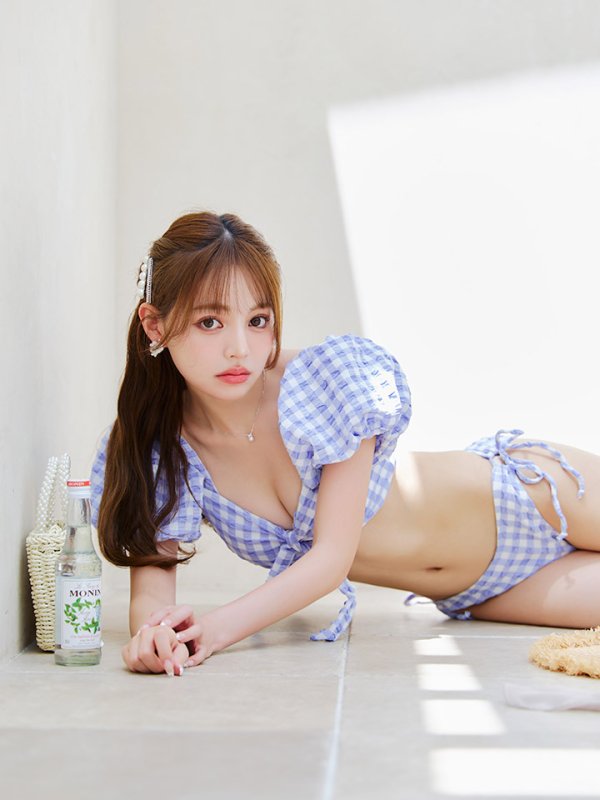 画像18: 【即日発送！】【ビキニ】【水着】ギンガムチェックパフスリビキニ 2点セット[YMT] (18)