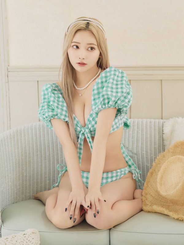 画像30: 【即日発送！】【ビキニ】【水着】ギンガムチェックパフスリビキニ 2点セット[YMT] (30)