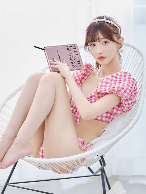 画像12: 【即日発送！】【ビキニ】【水着】ギンガムチェックパフスリビキニ 2点セット[YMT] (12)