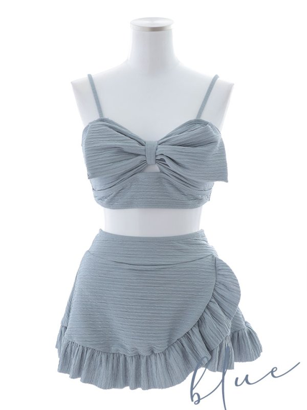 画像27: 【即日発送！】【ビキニ】【水着】ワッフル生地ビッグリボンビキニ 4点セット[YMT] (27)