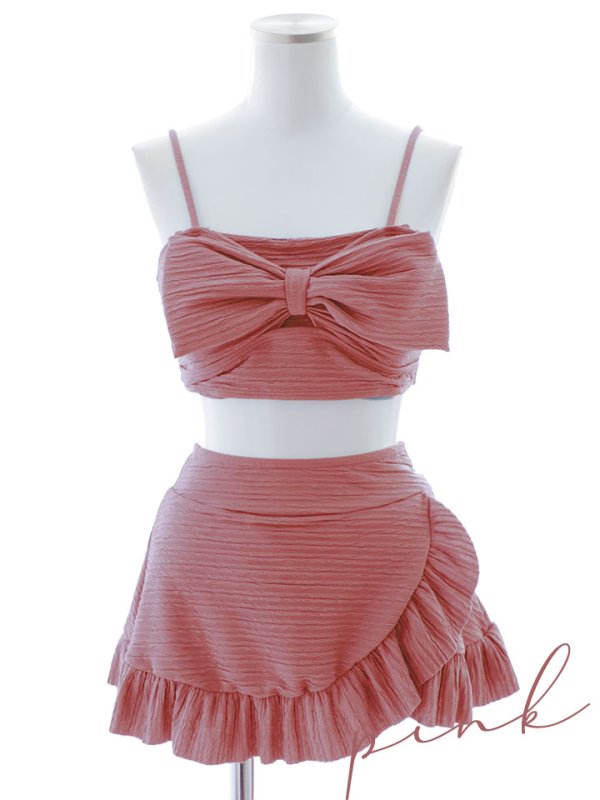 画像24: 【即日発送！】【ビキニ】【水着】ワッフル生地ビッグリボンビキニ 4点セット[YMT] (24)