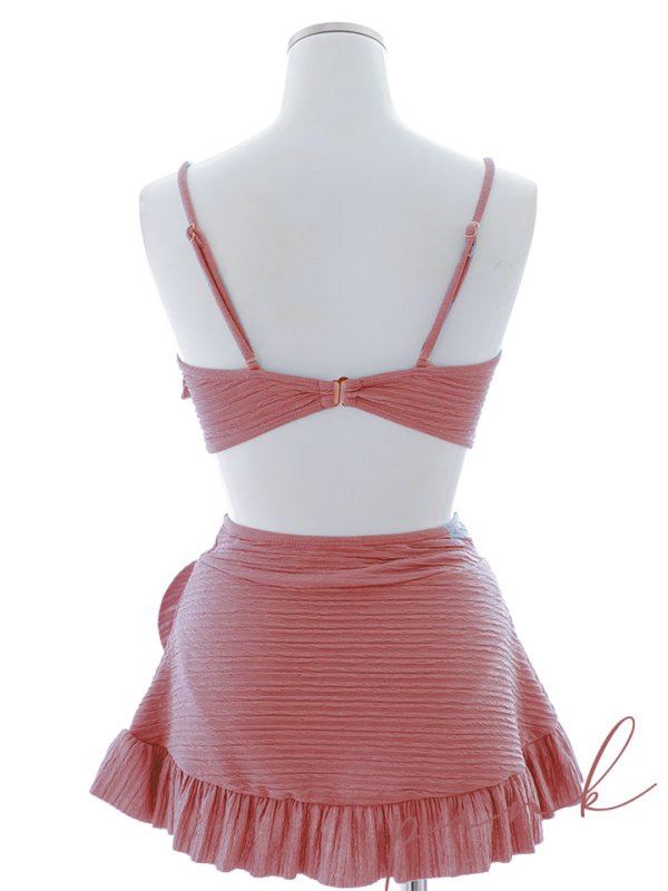 画像25: 【即日発送！】【ビキニ】【水着】ワッフル生地ビッグリボンビキニ 4点セット[YMT] (25)