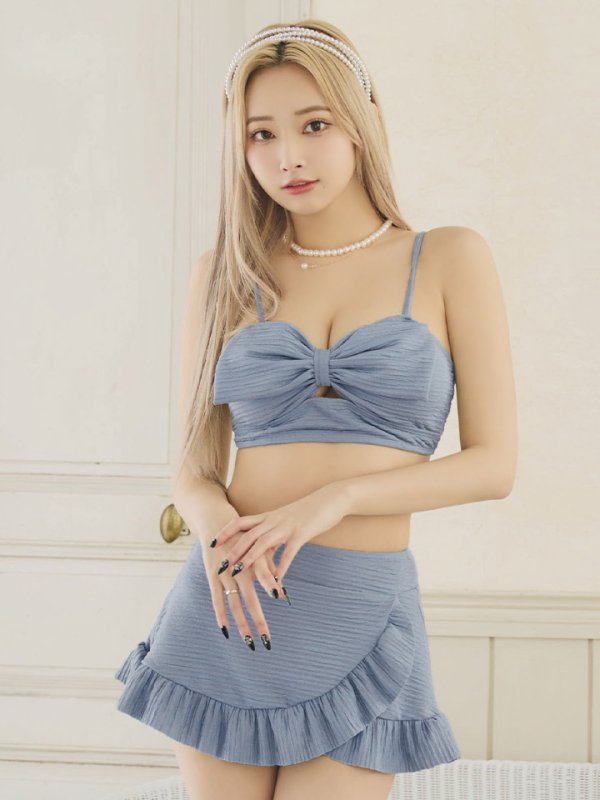 画像25: 【即日発送！】【ビキニ】【水着】ワッフル生地ビッグリボンビキニ 4点セット[YMT] (25)