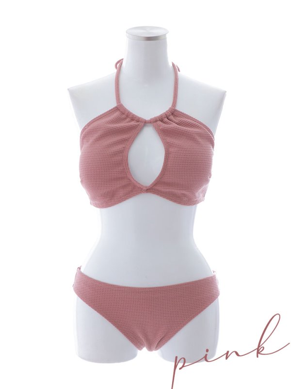 画像45: 【ビキニ】【水着】ホルターネックリブシンプルビキニ 2点セット[YMT] (45)
