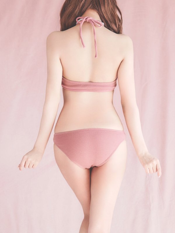 画像19: 【ビキニ】【水着】ホルターネックリブシンプルビキニ 2点セット[YMT] (19)