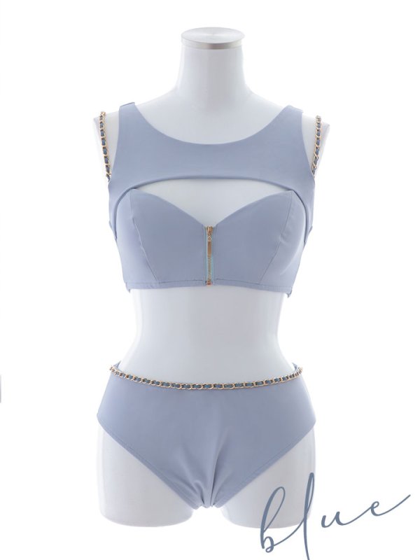 画像35: 【即日発送】【ビキニ】【水着】バストオープン＆ジップチェーンビキニ 2点セット[YMT] (35)