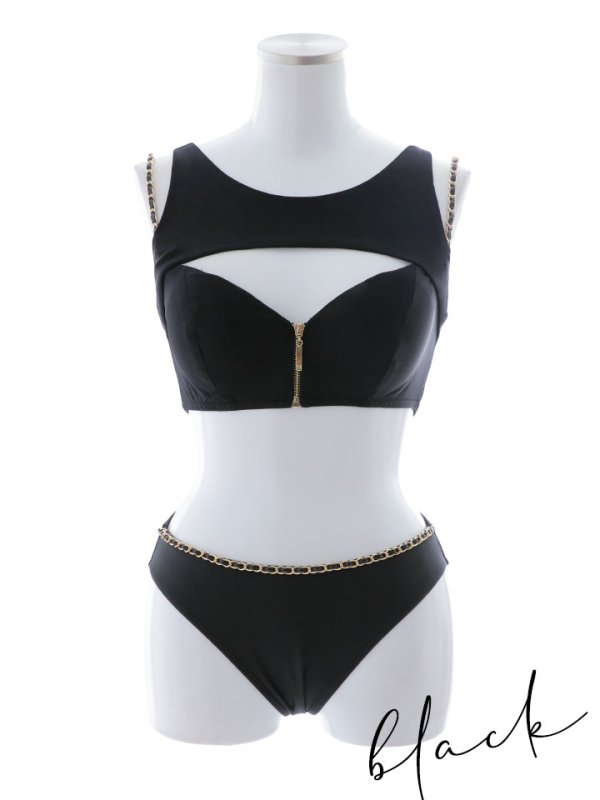 画像37: 【即日発送】【ビキニ】【水着】バストオープン＆ジップチェーンビキニ 2点セット[YMT] (37)