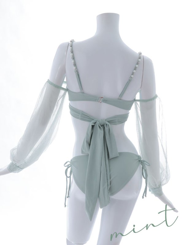 画像30: 【即日発送】【ビキニ】【水着】ふんわりシアー長袖ビキニ 2点セット[YMT] (30)