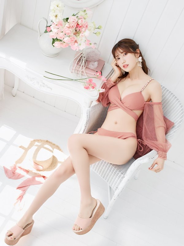 画像26: 【即日発送】【ビキニ】【水着】ふんわりシアー長袖ビキニ 2点セット[YMT] (26)