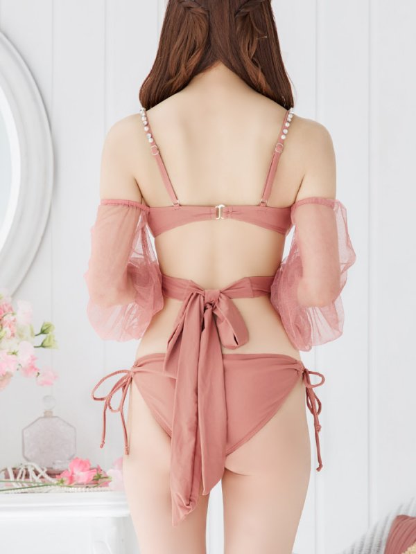 画像27: 【即日発送】【ビキニ】【水着】ふんわりシアー長袖ビキニ 2点セット[YMT] (27)