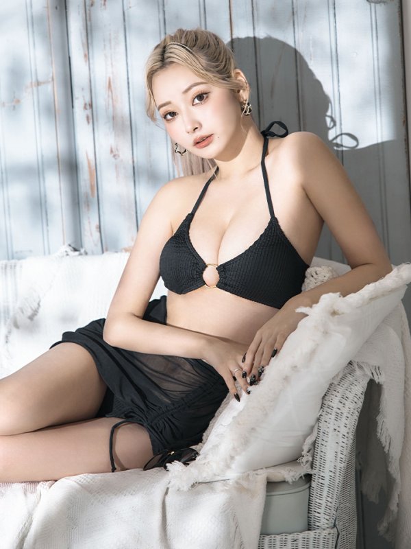 画像12: 【即日発送！】【ビキニ】【水着】シアースカート付きシンプルビキニ 3点セット[FB01] (12)