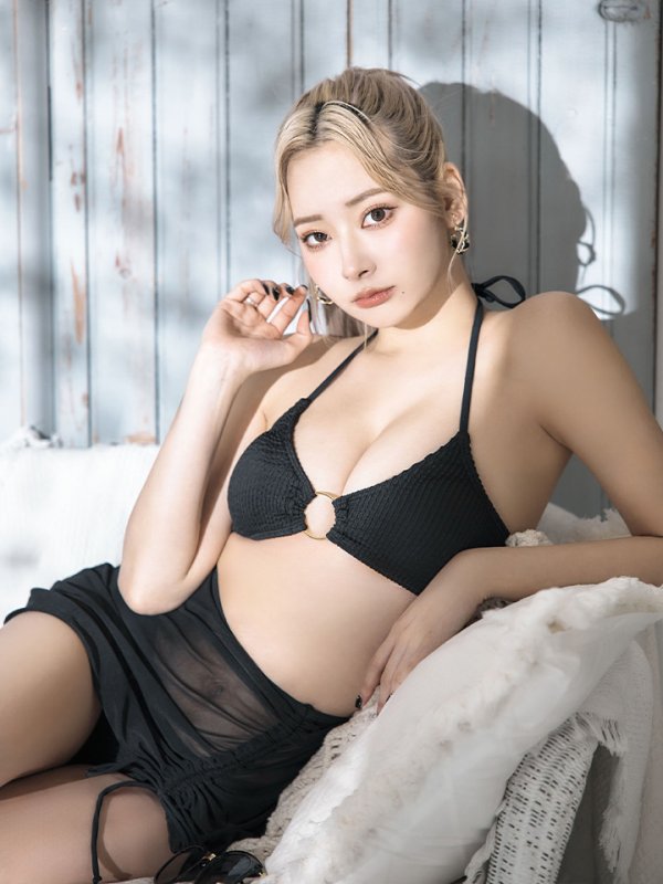 画像14: 【即日発送！】【ビキニ】【水着】シアースカート付きシンプルビキニ 3点セット[FB01] (14)