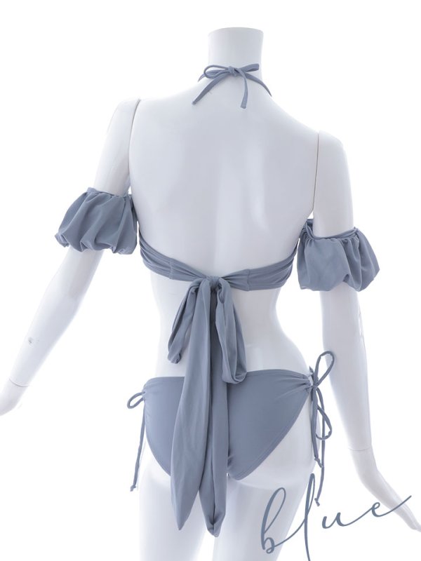 画像22: 【即日発送】【ビキニ】【水着】くしゅっとオフショル袖シンプルビキニ 2点セット[YMT] (22)