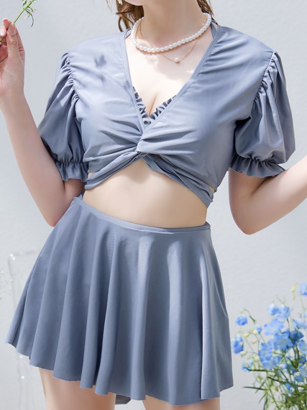 画像14: 【即日発送】【ビキニ】【水着】羽織＆スカート付き4WAYビキニ 4点セット[YMT] (14)