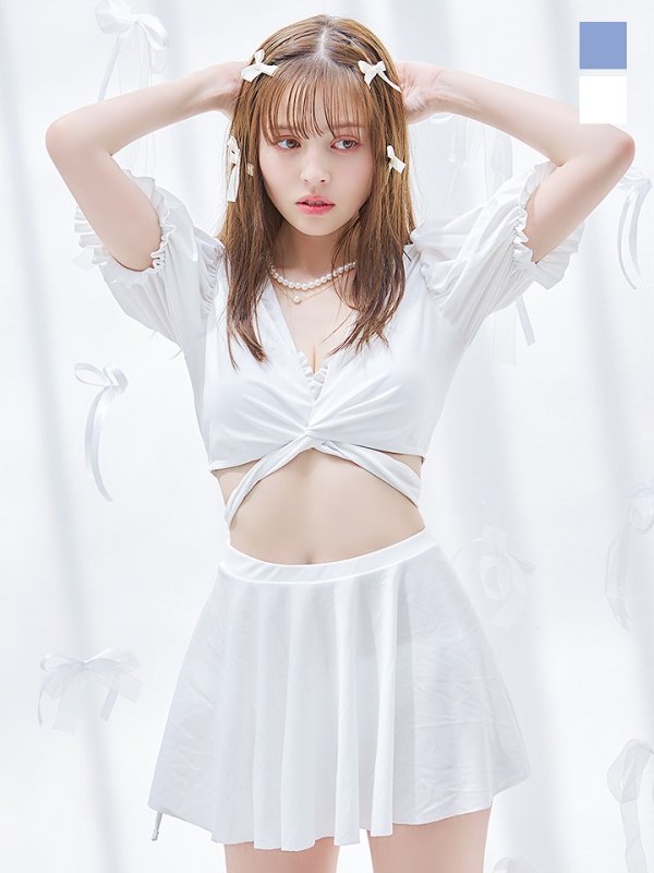 即日発送】【ビキニ】【水着】羽織＆スカート付き4WAYビキニ 4点