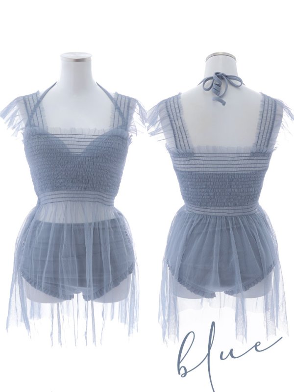 画像26: 【即日発送】【ビキニ】【水着】シアーチュニック付きハイウエストビキニ 3点セット[YMT] (26)