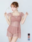 画像3: 【即日発送】【ビキニ】【水着】シアーチュニック付きハイウエストビキニ 3点セット[YMT] (3)