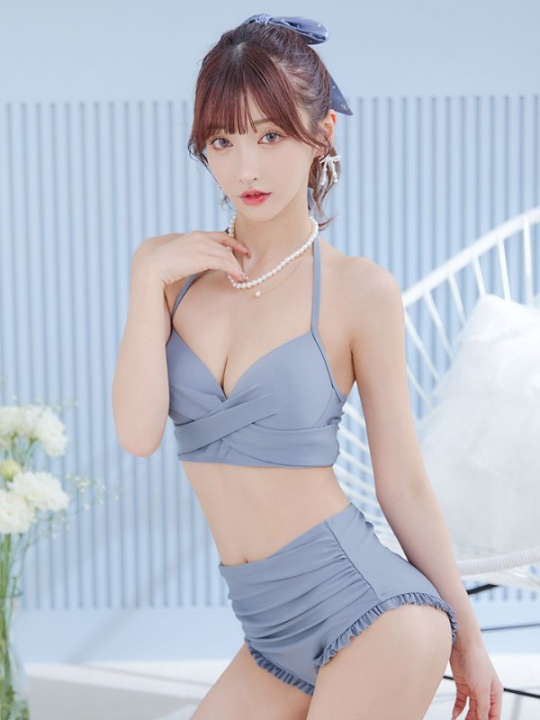 画像19: 【即日発送】【ビキニ】【水着】シアーチュニック付きハイウエストビキニ 3点セット[YMT] (19)