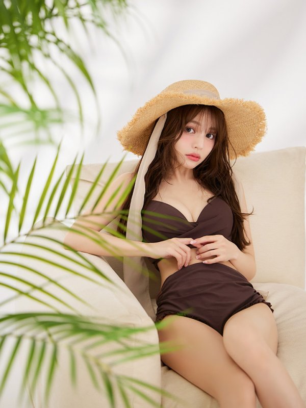 画像38: 【即日発送】【ビキニ】【水着】シアーチュニック付きハイウエストビキニ 3点セット[YMT] (38)